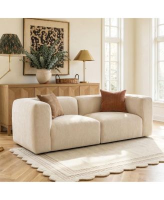 Deep Seat Chenille Modular Loveseat Sofa, 2-Piece Sectional Couch, Low-Profile