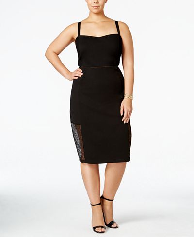 mblm by Tess Holliday Trendy Plus Size Lace-Inset Bodycon Dress