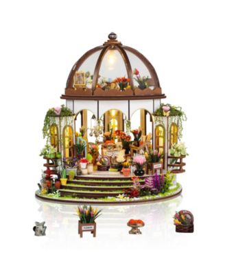 DIY Miniature Flower Dollhouse Kit with LED Lights for Adults