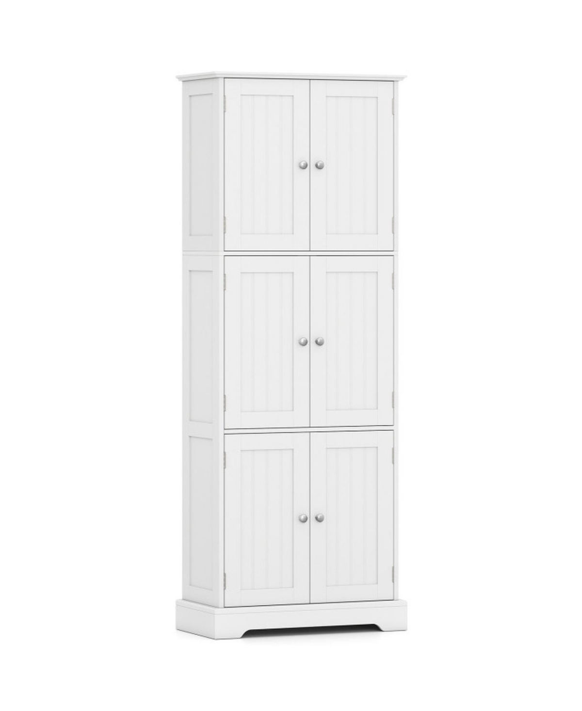 Hongge 63 Inch Tall Six Door Bathroom Storage Floor Cabinet - White tall cabinet