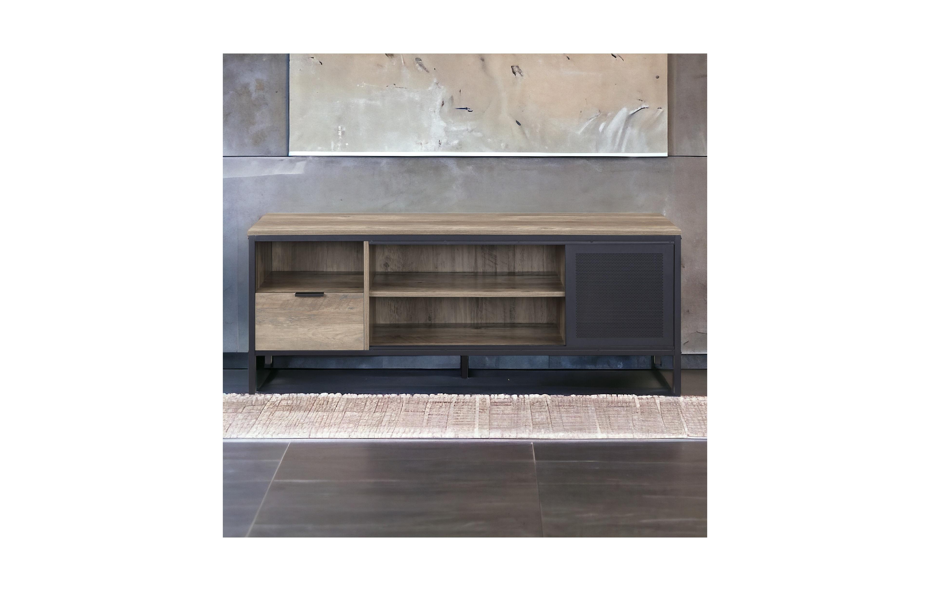 Flynama 55 Inch Tv Stand with 1 Drawer and 4 Compartments for up to 50 Inch Tv