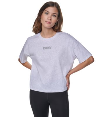 Women's Metallic Embroidery Logo Drop-Shoulder Boxy T-Shirt