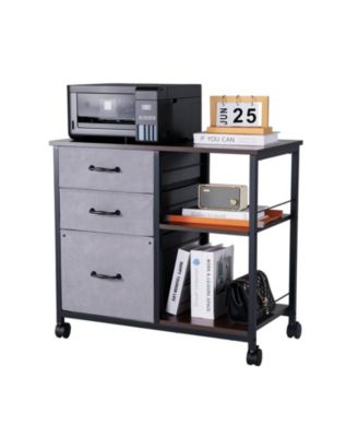 3-Drawer Mobile File Cabinet with 2 Open Shelves and 66 lb Capacity