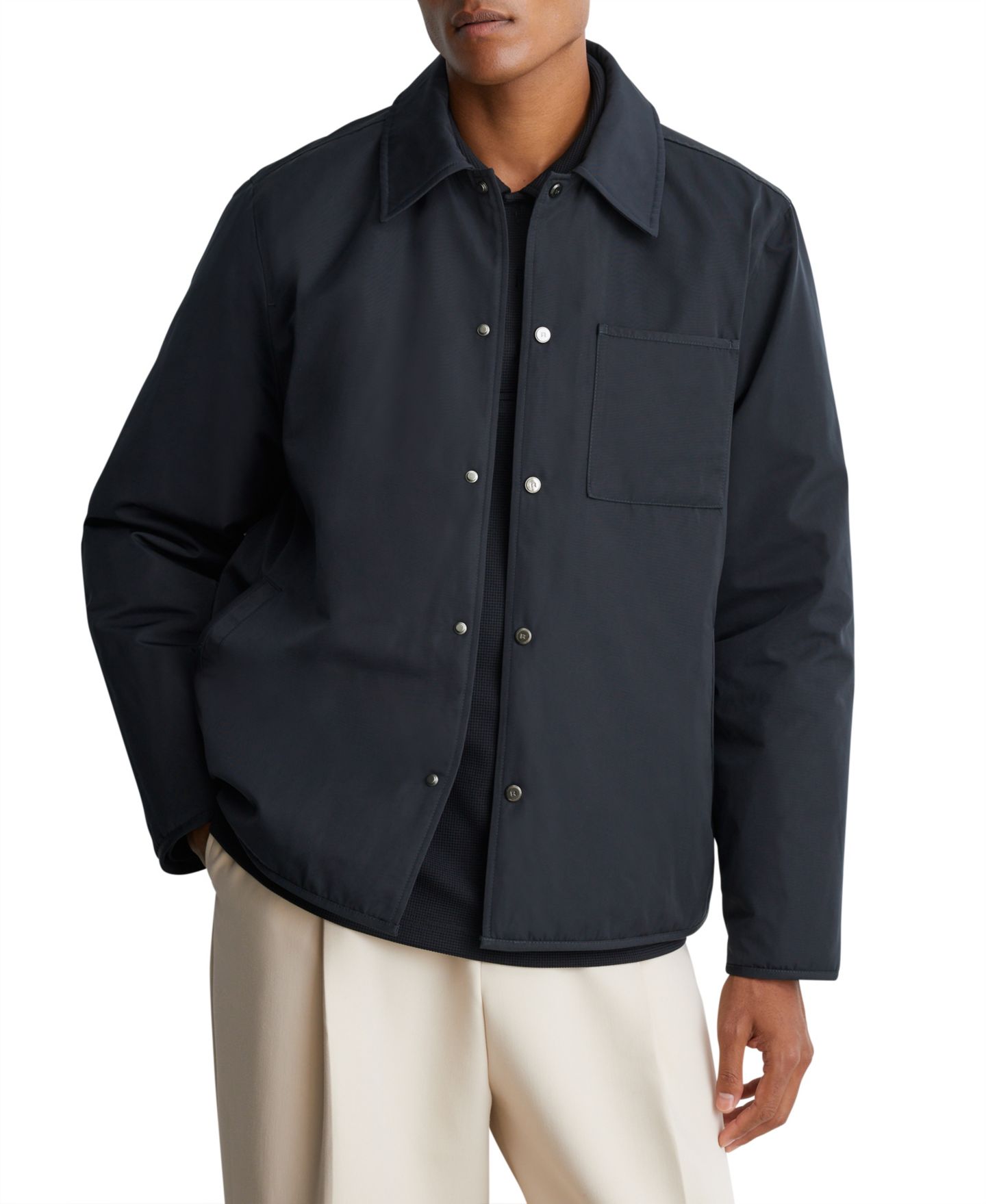 Мужская рубашка REISS Raider Lightly-Padded Patch-Pocket Overshirt, цвет: Тёмно-синий — фото 1