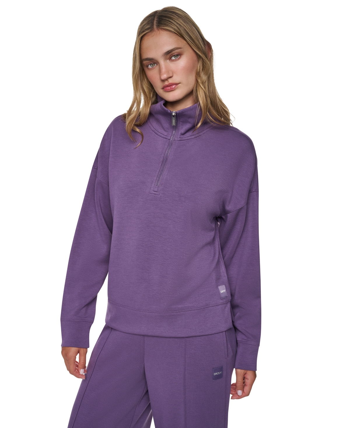 Dkny Sport Women's Mock-Neck Half-Zip Stretch-Scuba Sweatshirt - Violet Dusk