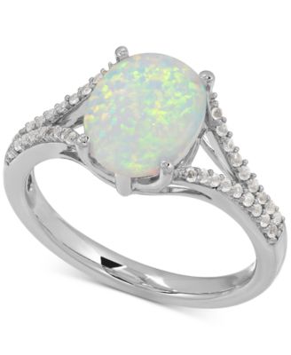 Macy's - Lab-Created Opal and White Sapphire Ring in Sterling Silver