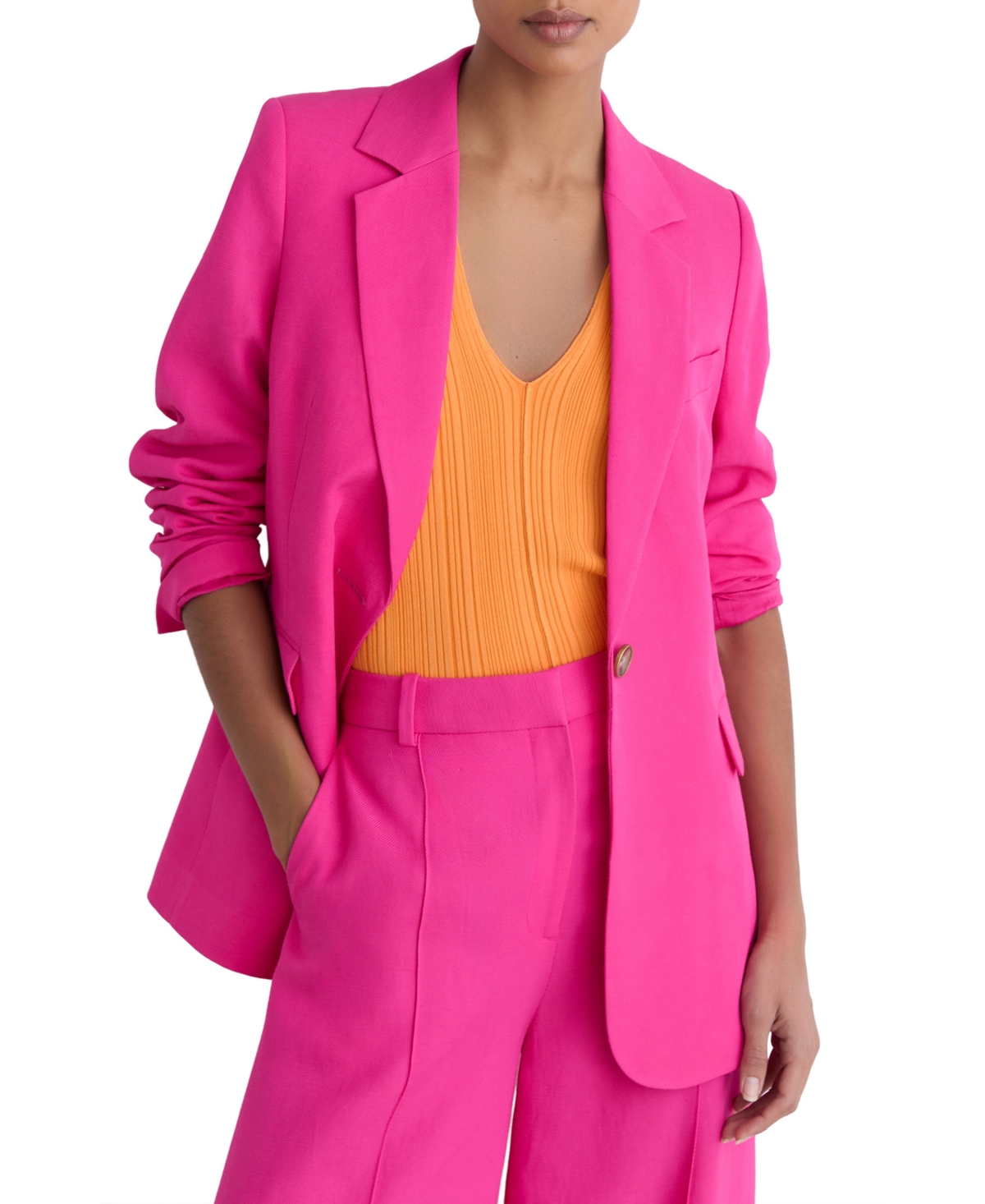 Reiss Women's Charli Single-Breasted Boyfriend Mid-Length Blazer