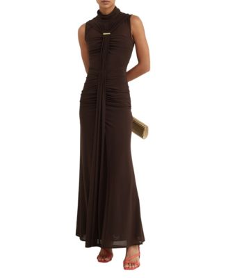Women's Colette Mock-Neck Ruched Sleeveless Maxi Dress
