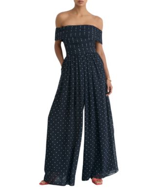 Women's Margo Polka-Dot Off-the-Shoulder Wide-Leg Jumpsuit