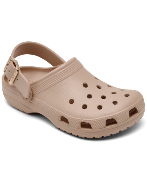Женские сабо Crocs с металлической пряжкой и открытой пяткой, цвет: Пудровый