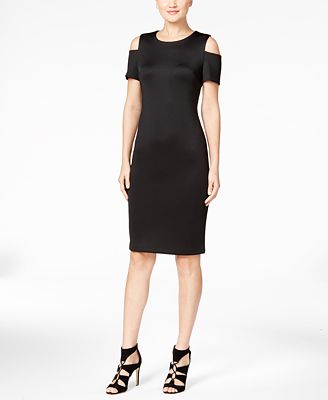 Calvin Klein Velvet Cold-Shoulder Sheath Dress - Dresses - Women ...