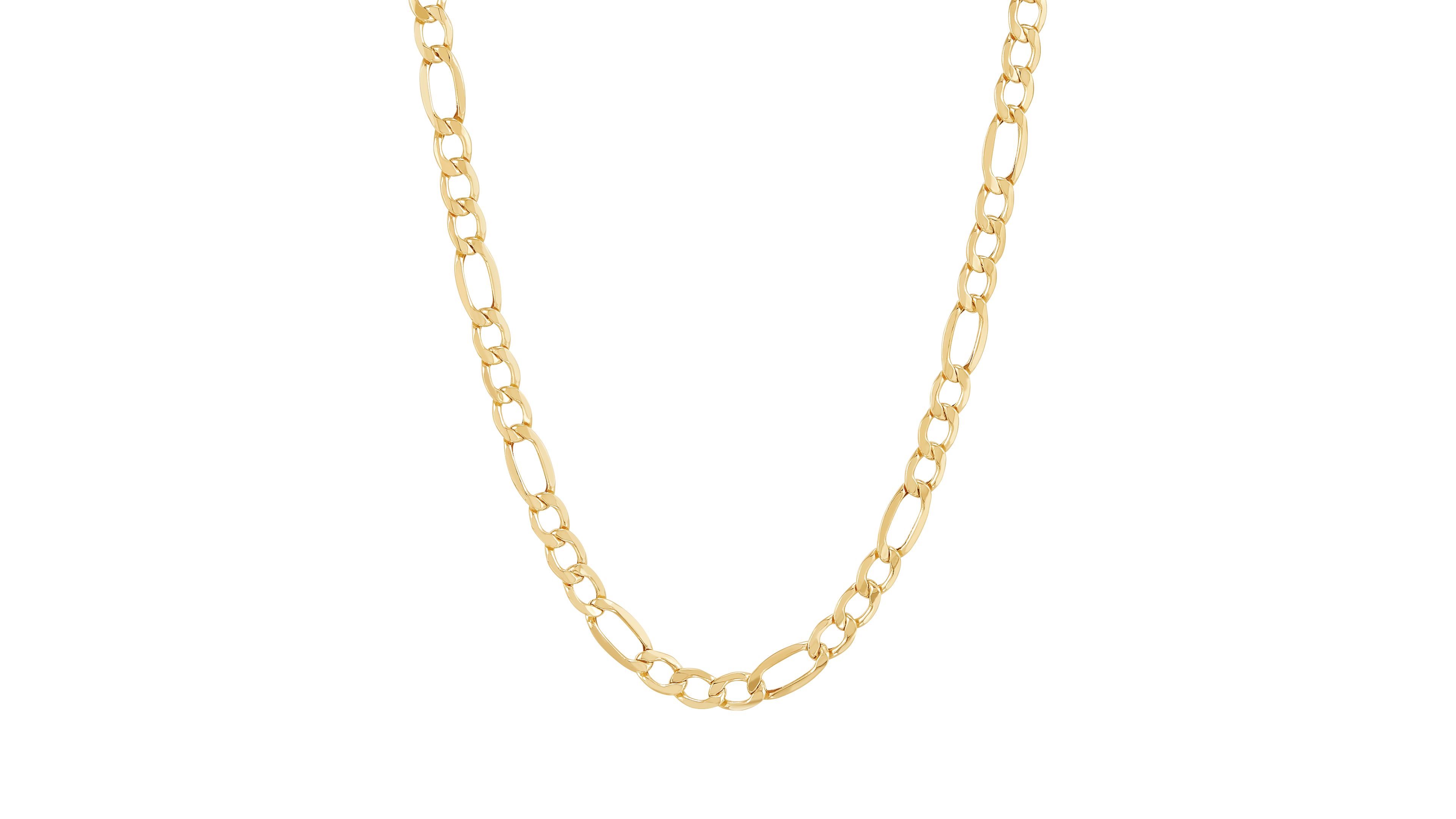Italian Gold Polished Figaro Link Chain Necklace Collection In 10k Yellow Gold