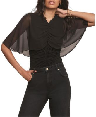 Women's Ruched-Chiffon Cape Top