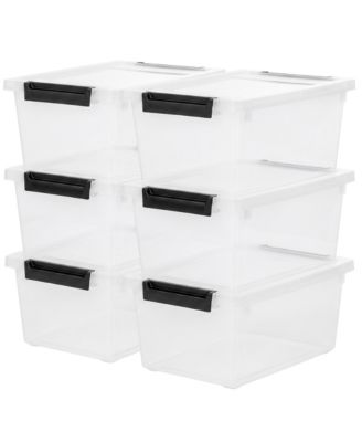 1 Qt Storage Bins, Plastic Stackable Organizers w/ Lids, Clear, 6 Pack