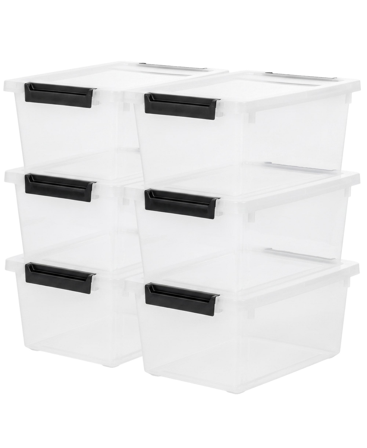 Iris Usa 1 Qt Storage Bins, Plastic Stackable Organizers w/ Lids, Clear, 6 Pack