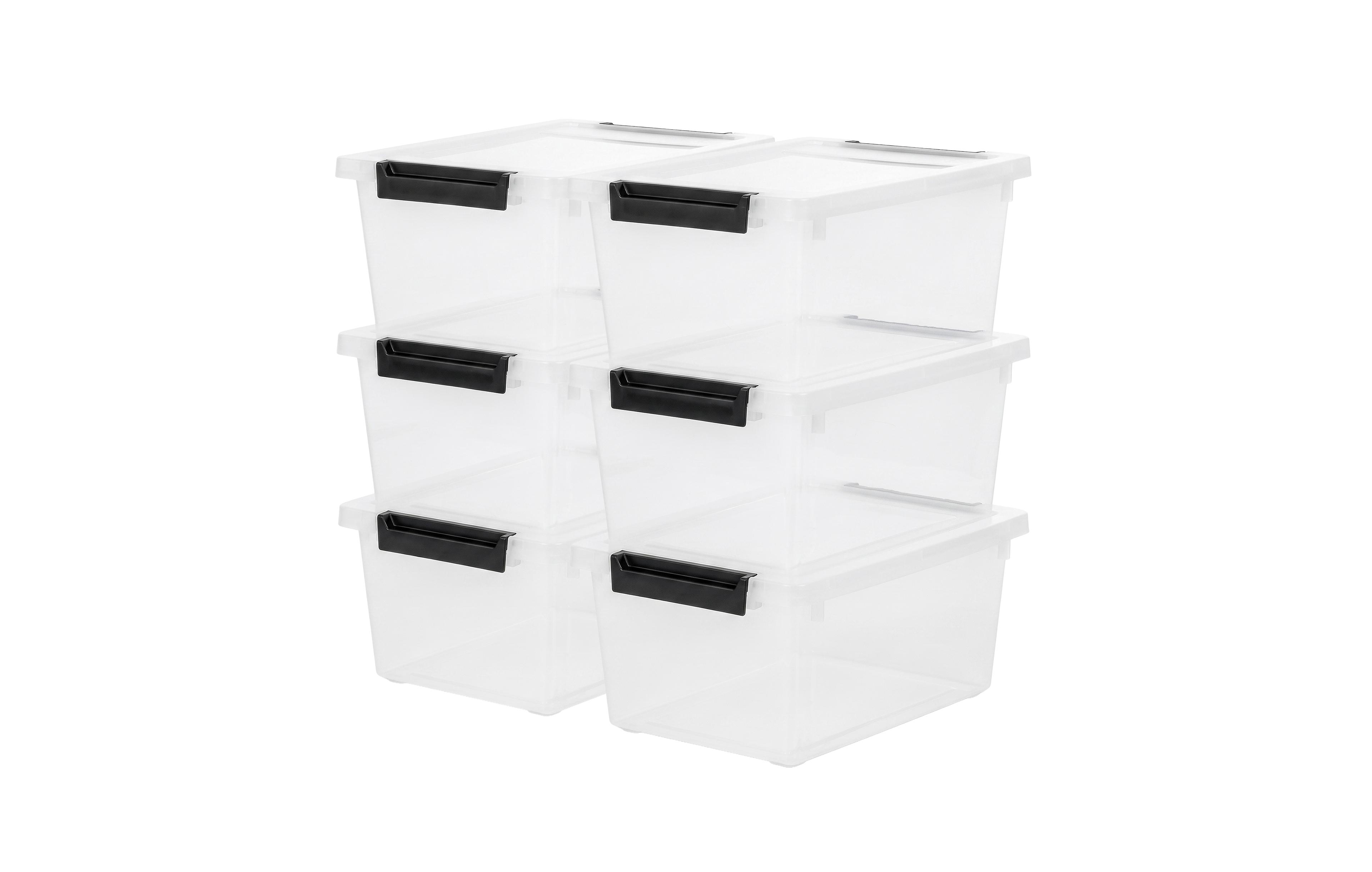 Iris Usa 1 Qt Storage Bins, Plastic Stackable Organizers w/ Lids, Clear, 6 Pack
