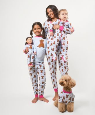 Matching Mommy & Me Blue & Pink Puppy Cotton Pajamas
