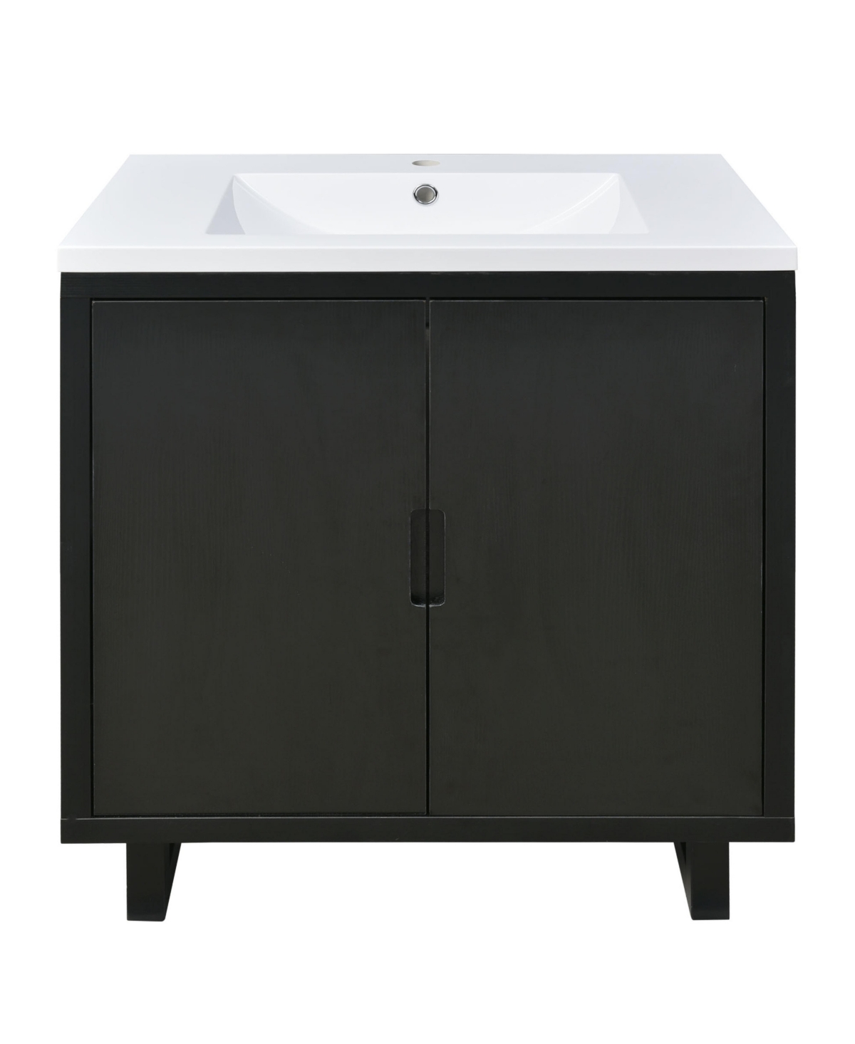 Sillysis 30 Inch Freestanding Bathroom Vanity, Mdf Cabinet with Solid Wood Legs, Resin Integrated Sink, Integrated Finger Pull, Assembly Required - Bl