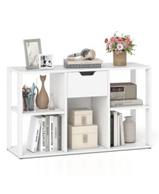 5-Cube Bookcase with Storage Drawer, Anti-tipping Kits, Cubby Storage Organizer