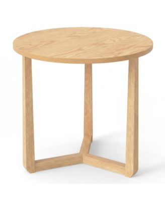 22.5 in Round Farmhouse Side Table on Rubber Wood Legs