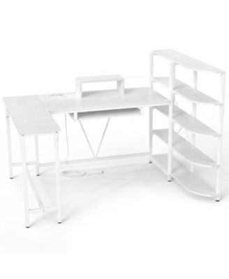 63 in U-Shaped Computer Desk Featuring Keyboard Tray