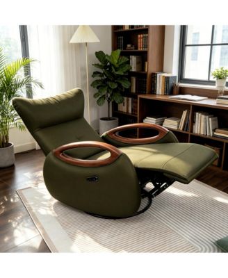 Power Technical leather Metal Base Recliner with 260degree Swivel and Rocking
