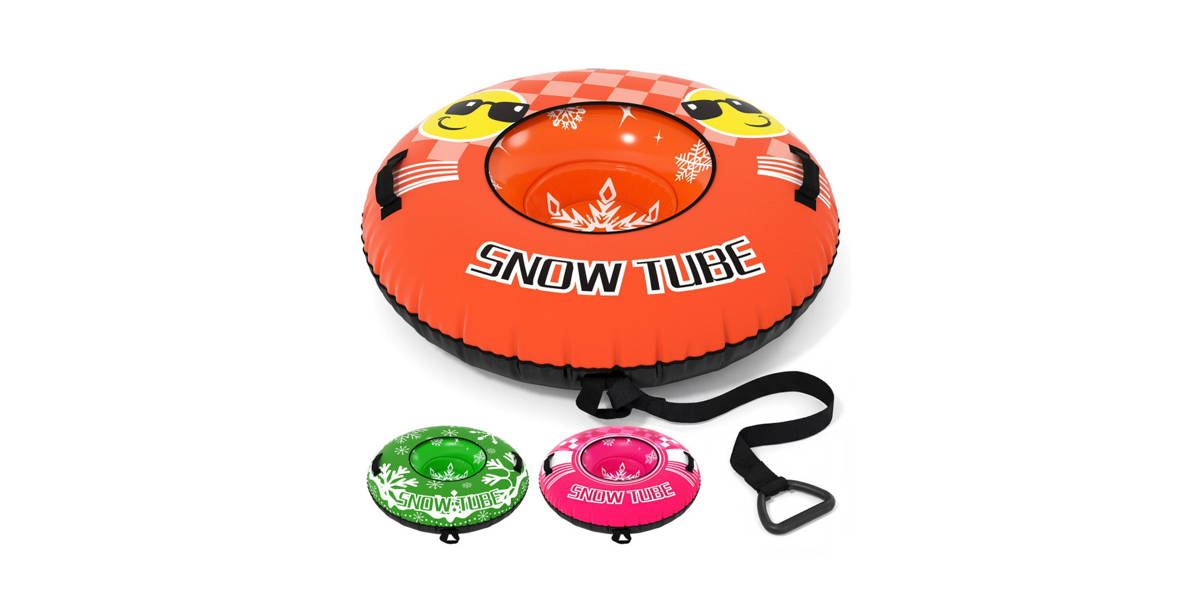 Sugift 42in Heavy-Duty Inflatable Snow Tube with Detachable Tow Strap