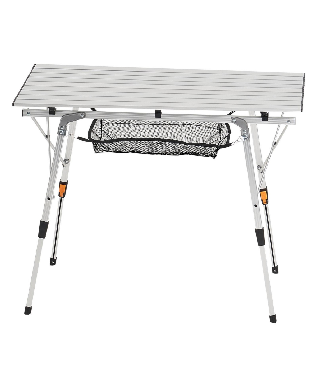 Sugift Folding Roll Up Lightweight Aluminum Camping Side Table with Adjustable Height and Carry Bag - Silver