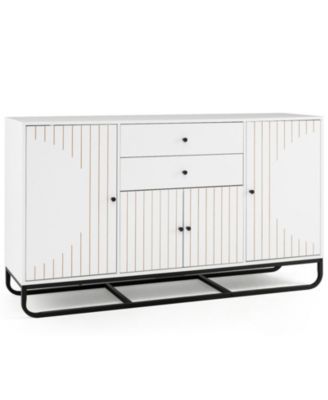 Modern Buffet Sideboard Cabinet with 2 Drawers and Adjustable Shelves for Dining Room