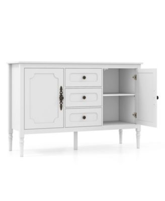 47in Vintage Buffet Cabinet with 3 Drawers 2 Cabinets and Adjustable Shelves for Dining Room
