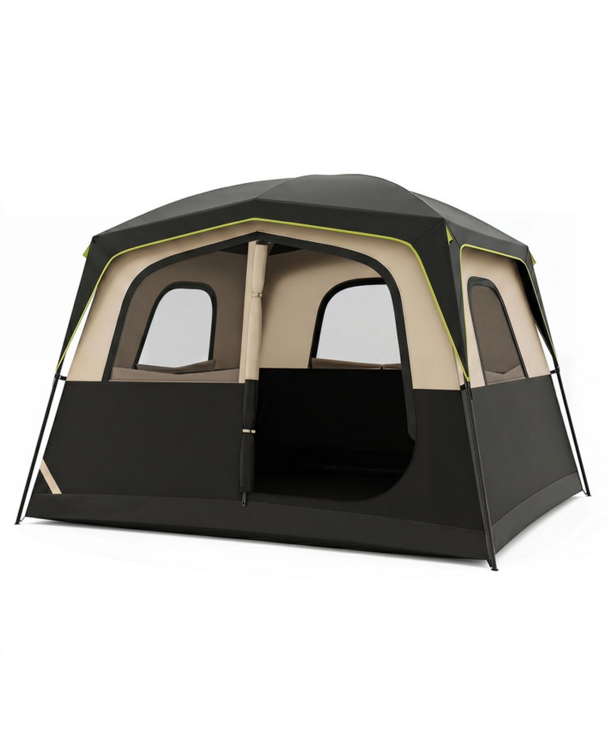 Hongge 6-Person Family Cabin Tent Featuring Top Rainfly Cover