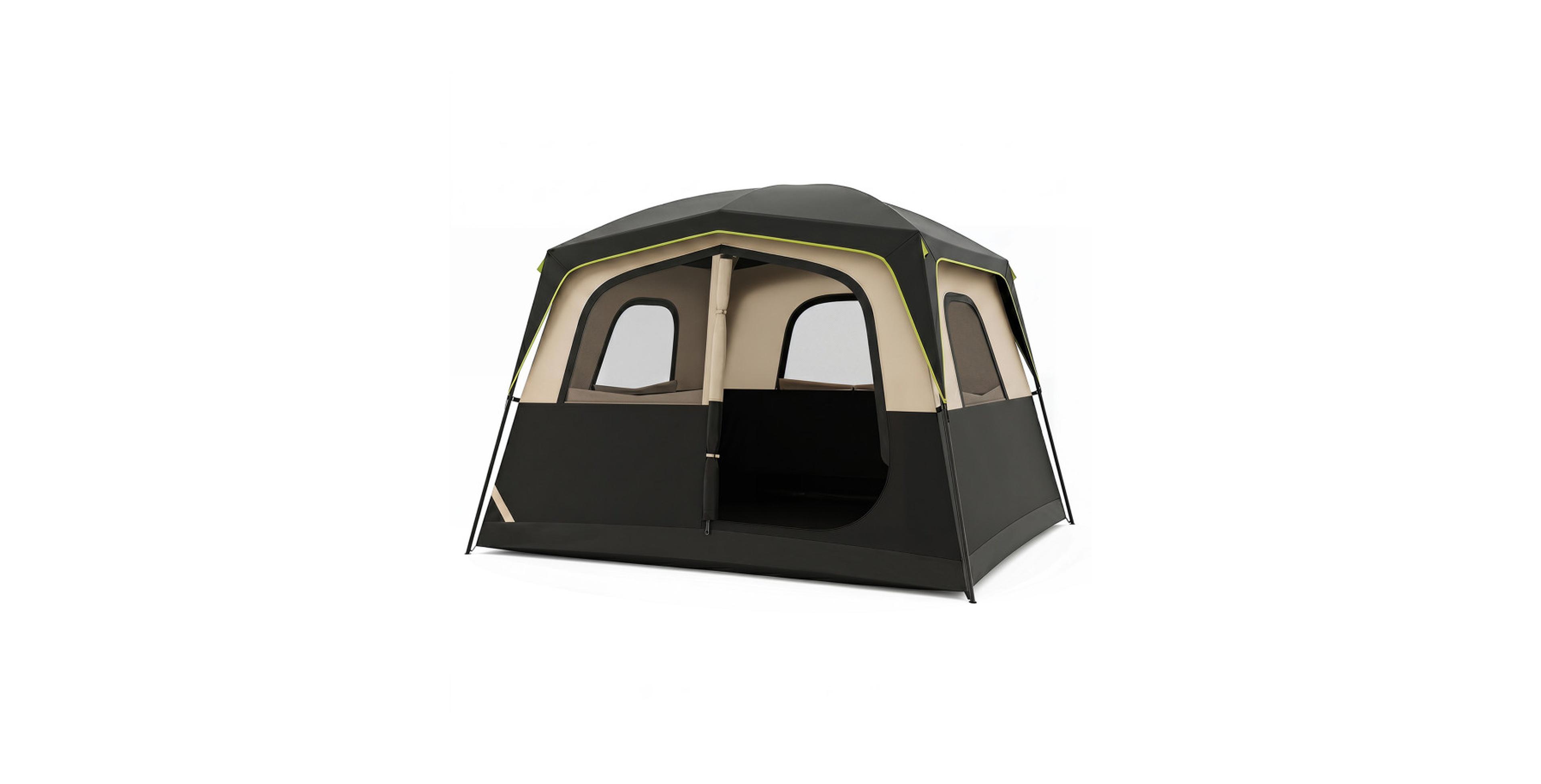 Hongge 6-Person Family Cabin Tent Featuring Top Rainfly Cover
