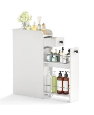 Small Bathroom Storage Cabinet 4-Tier with Slide Out Drawers on Casters