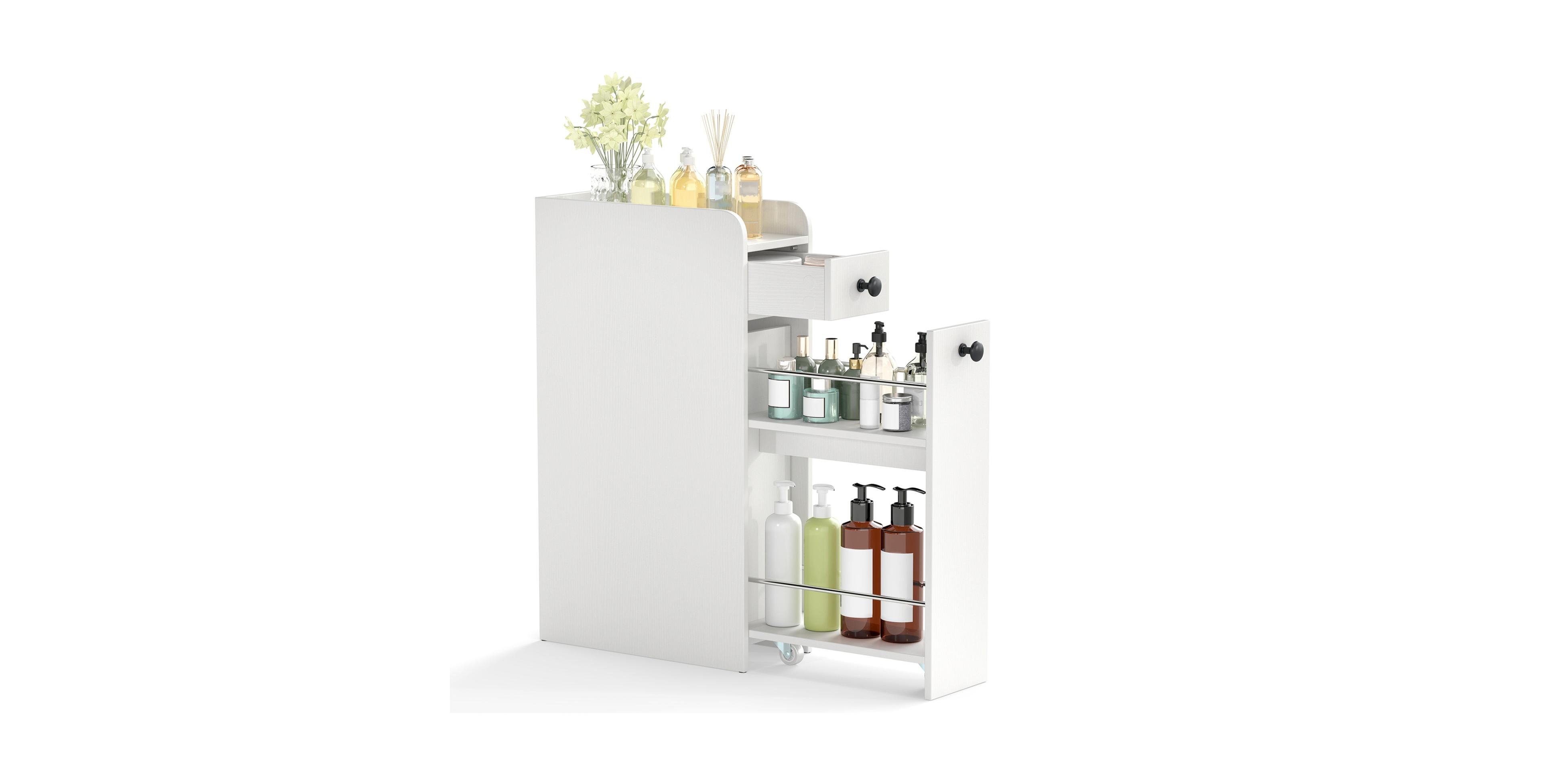Sugift Small Bathroom Storage Cabinet 4-Tier with Slide Out Drawers on Casters
