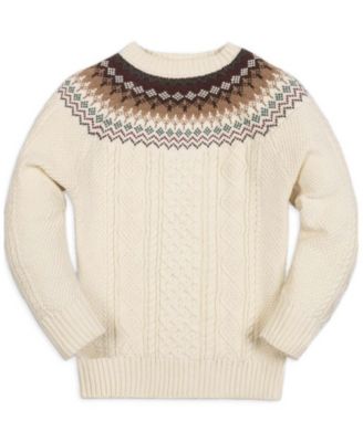 Baby Boys' Cable-Knit Fair Isle Organic Cotton Sweater