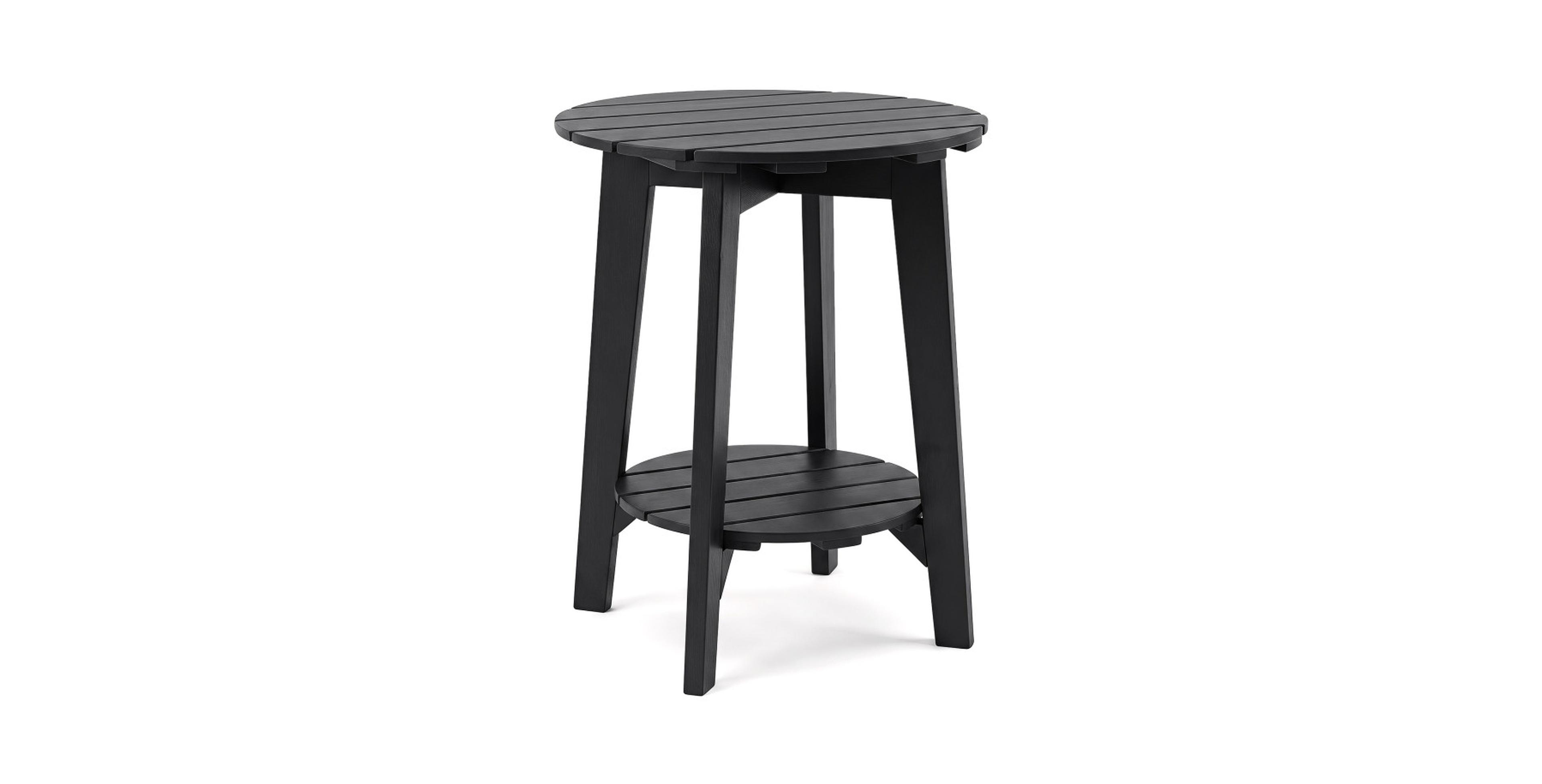 Sugift 2-Tier Outdoor Eucalyptus Wood Side Table with Slatted Tabletop and Storage Shelf for Backyard