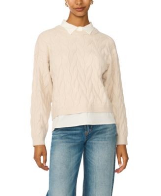 Women's Cable Knit Two-fer Oversized Sweater