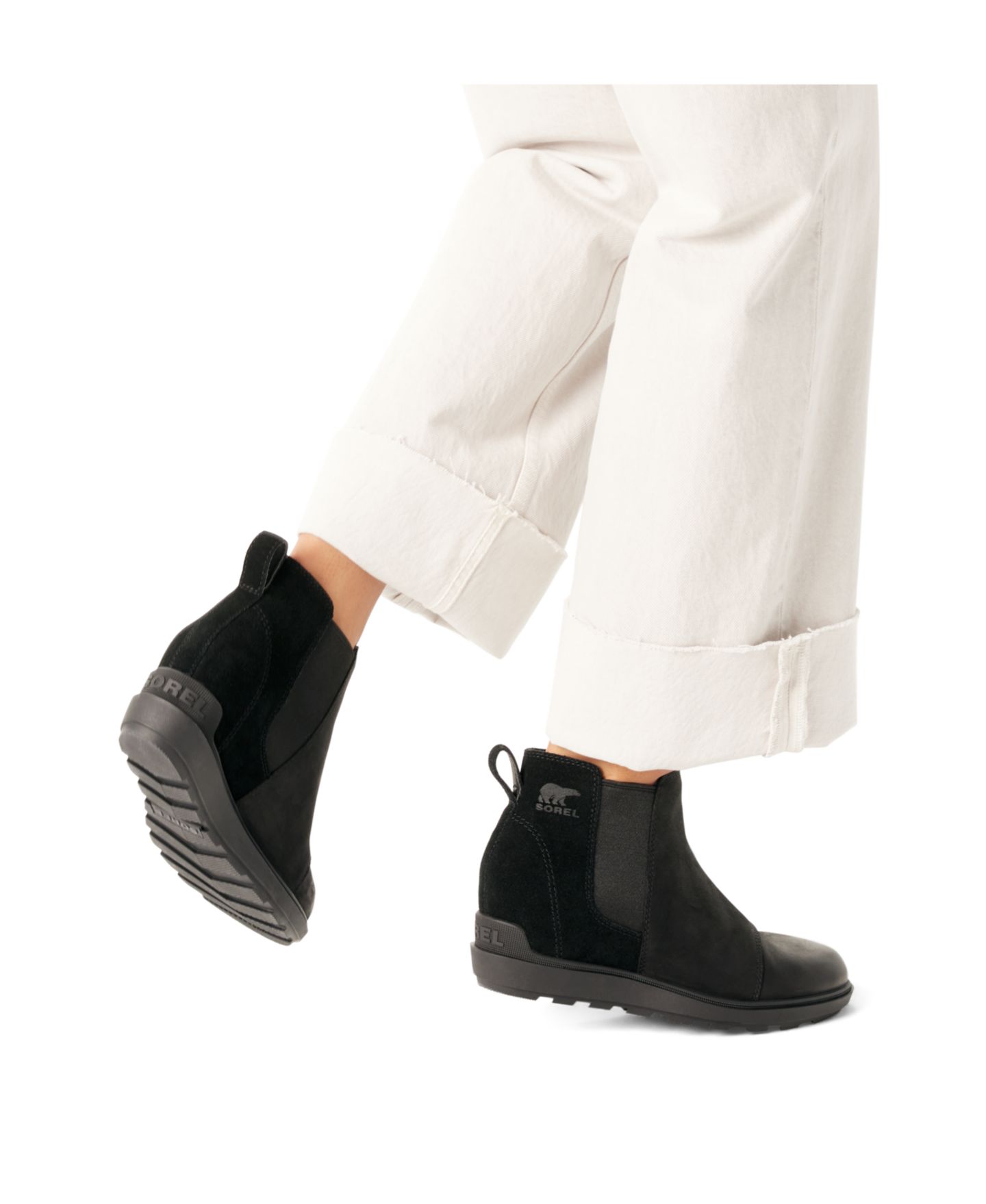 Женские ботинки Sorel Evie II Chelsea Slip-On Booties, цвет: Чёрный морской — фото 3