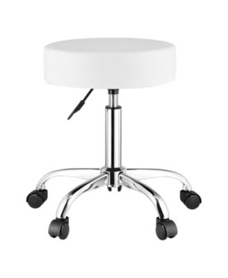 450 LBS Capacity Height Adjustable Round Rolling Stool with Wheels PU Leather Swivel for Salon