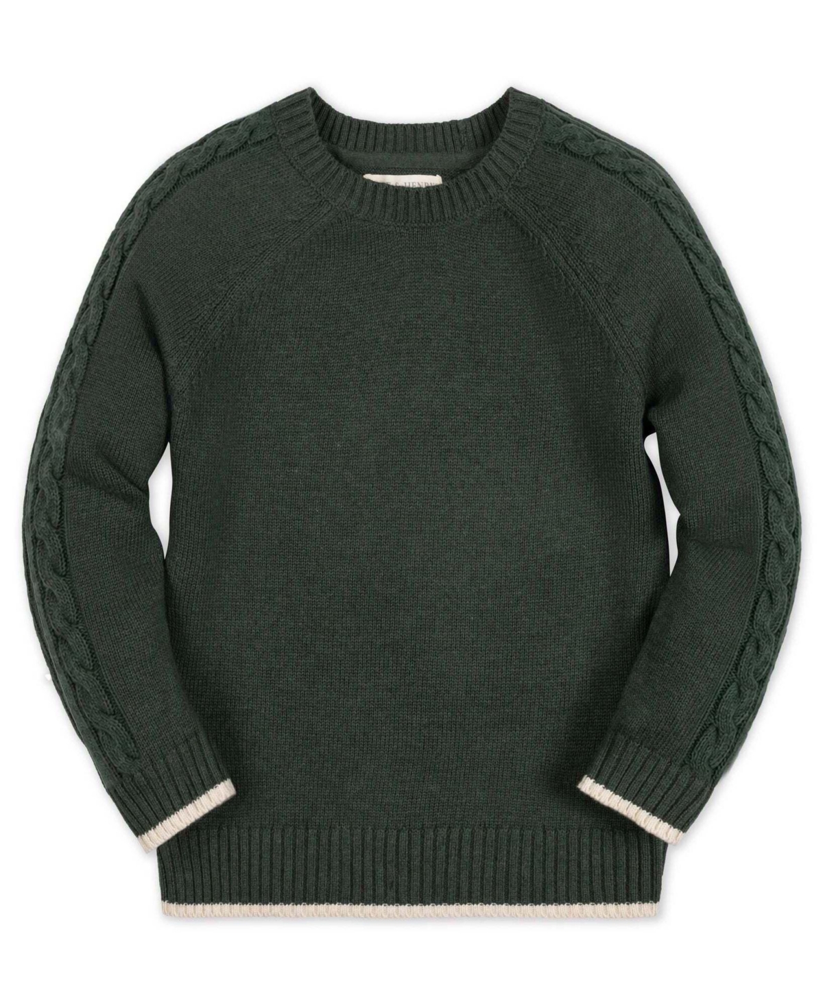 Hope & Henry Boys' 6-20 Organic Cotton Raglan Crew-Neck Sweater - Forest green heather