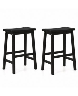 Set of 2 Saddle-Seat Counter Height Stools with Curved Seat and Footrests