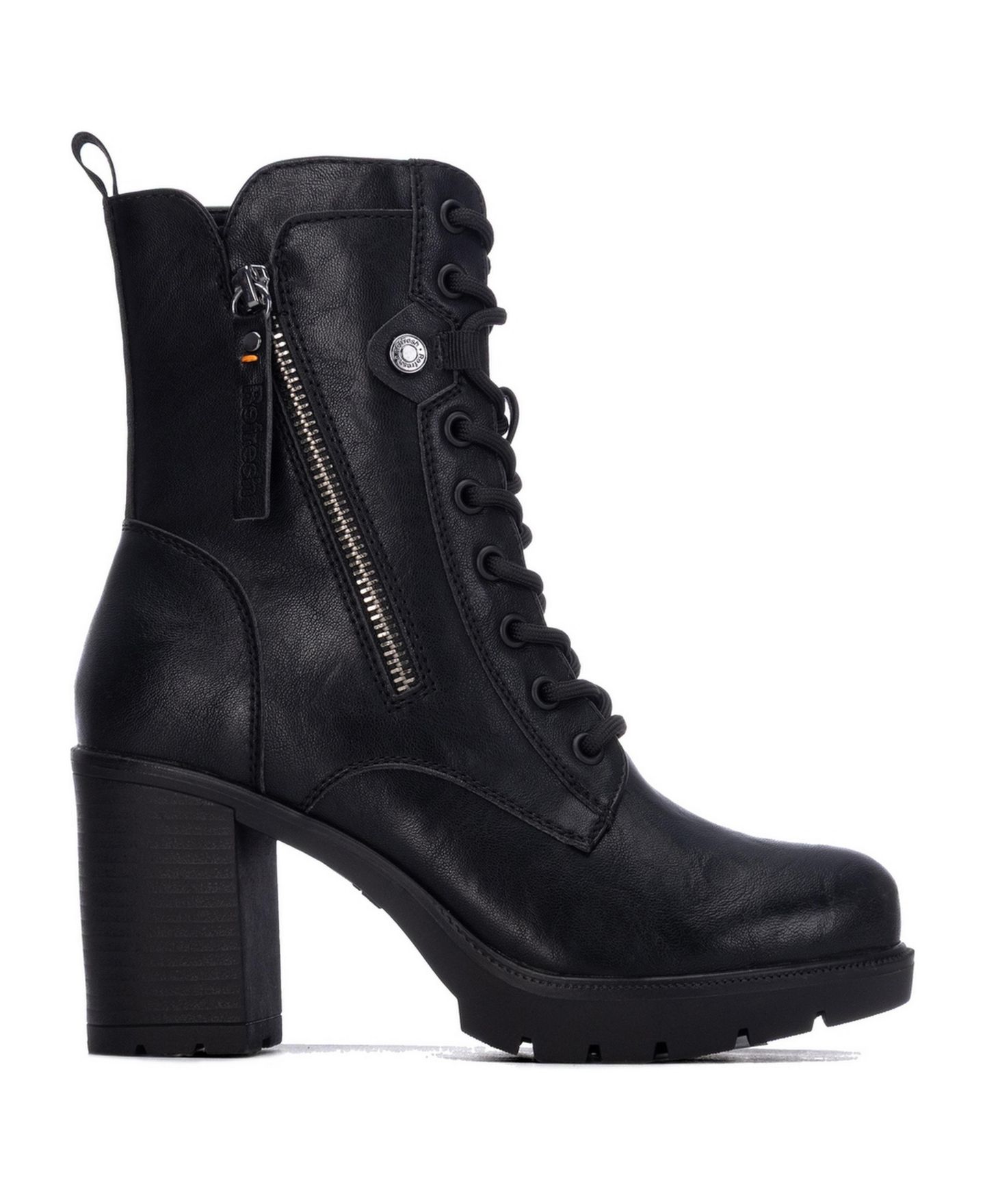 Женские ботинки XTI Refresh Combat Lug Sole Block Heel Ankle Booties, цвет: Чёрный — фото 2