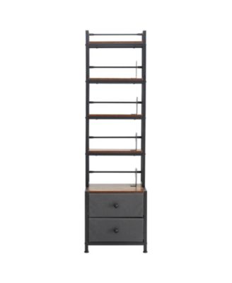 Four-Shelf CD DVD Media Storage Cabinet with Fabric Drawers