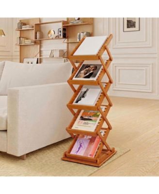 GOUUN Foldable Bamboo Magazine Rack Featuring Two Height Settings - Macy's