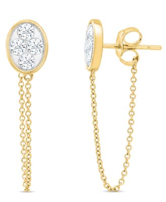 Diamond Oval Chain Earrings (1/2 ct. t.w.) in 10k Yellow Gold