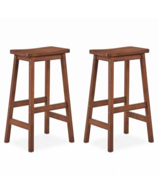 29 in Backless Solid Wood Saddle Counter Set of 2 Stools