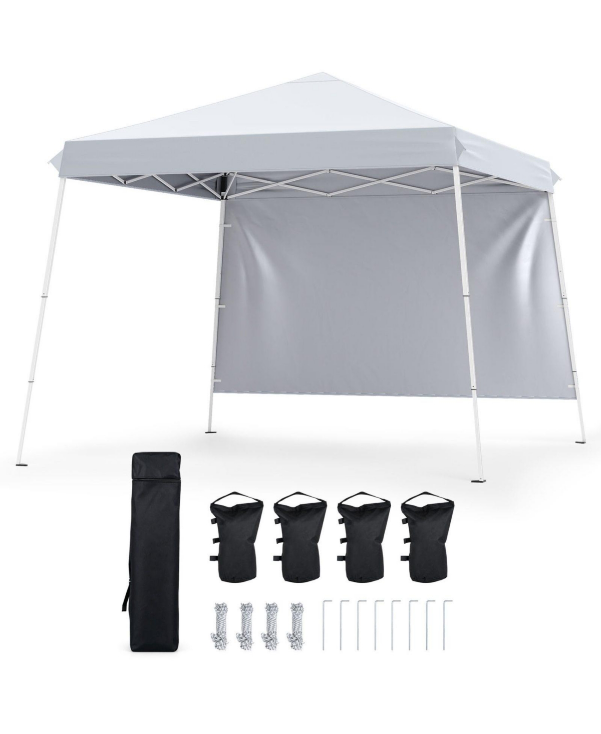 Sugift 9 Ft x 9 Ft Pop-Up Canopy Tent with Ground Stakes and Carry Bag Tent - White