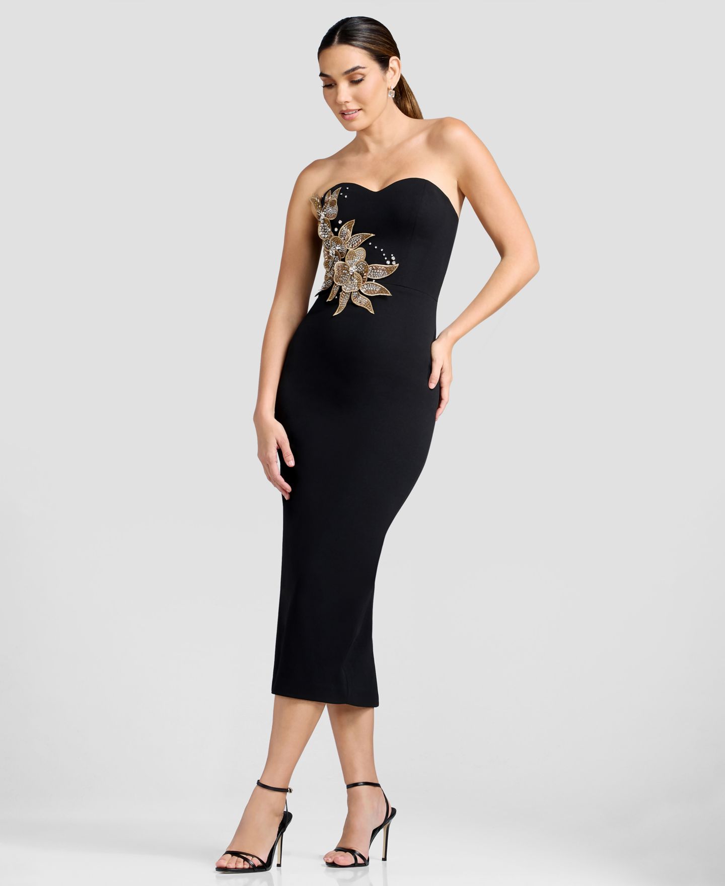 Женское платье Dress the Population Shailene Strapless Sweetheart Sheath, цвет: Чёрный разноцветный — фото 3