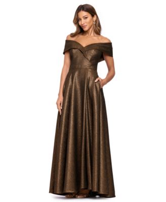 Women's Off-the-Shoulder Metallic Jacquard Ball Gown