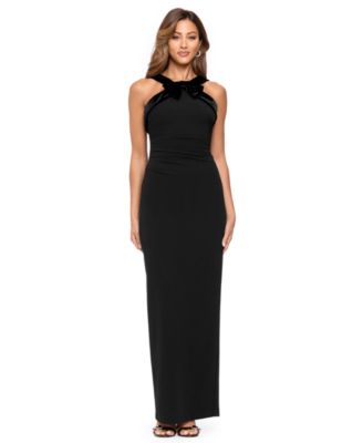 Women's Halter Velvet Bow Gown